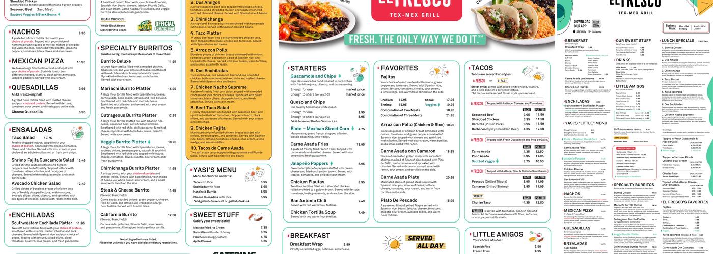 El Fresco Tex-Mex Grill Menu