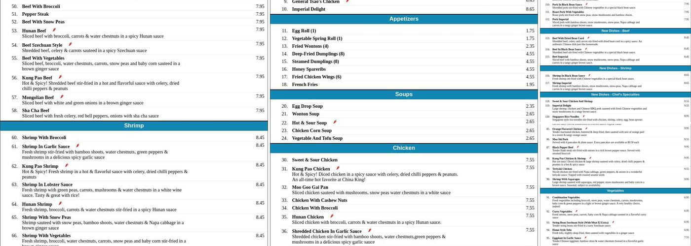 China King Restaurant Menu