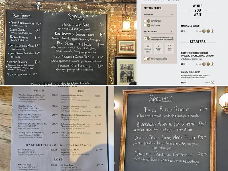 The Hereford Arms, South Kensington Menu