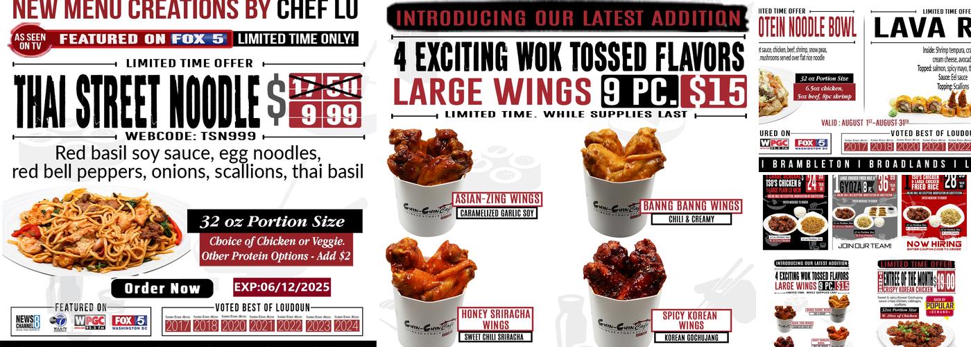 Chin-Chin Cafe Chinese, Thai, Sushi & Catering Menu