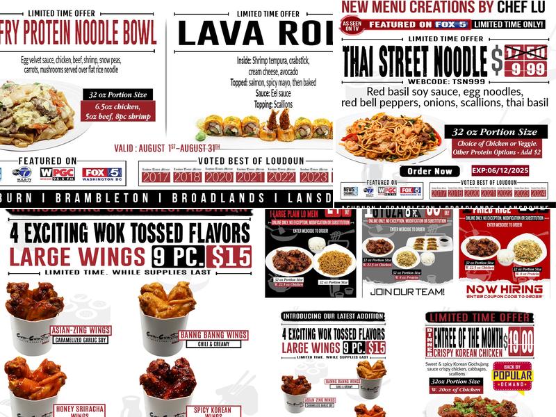 Chin-Chin Cafe Chinese, Thai, Sushi & Catering Menu