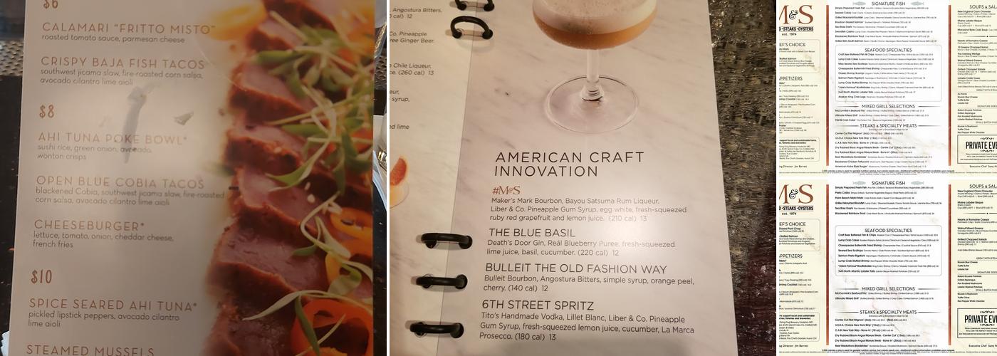 McCormick & Schmick's Seafood & Steaks Menu