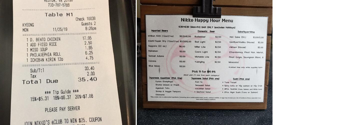 Nikko Sushi & Hibachi Menu