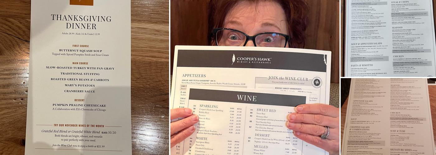 Cooper's Hawk Winery & Restaurant- Reston Menu