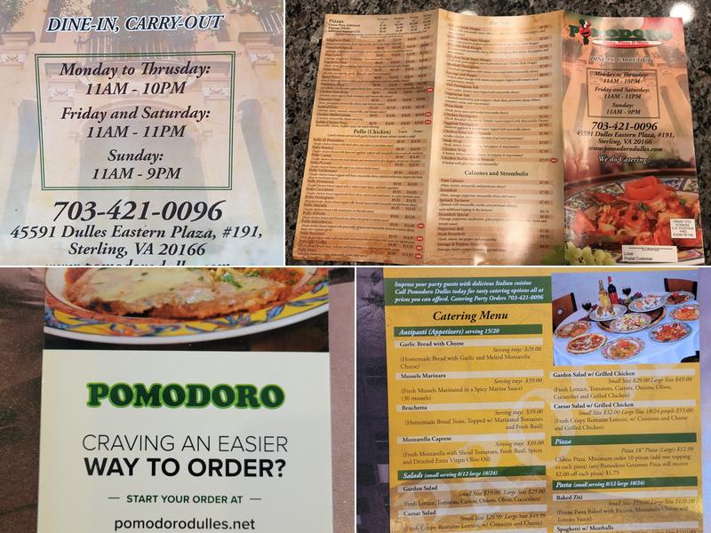 Pomodoro Restaurant Menu