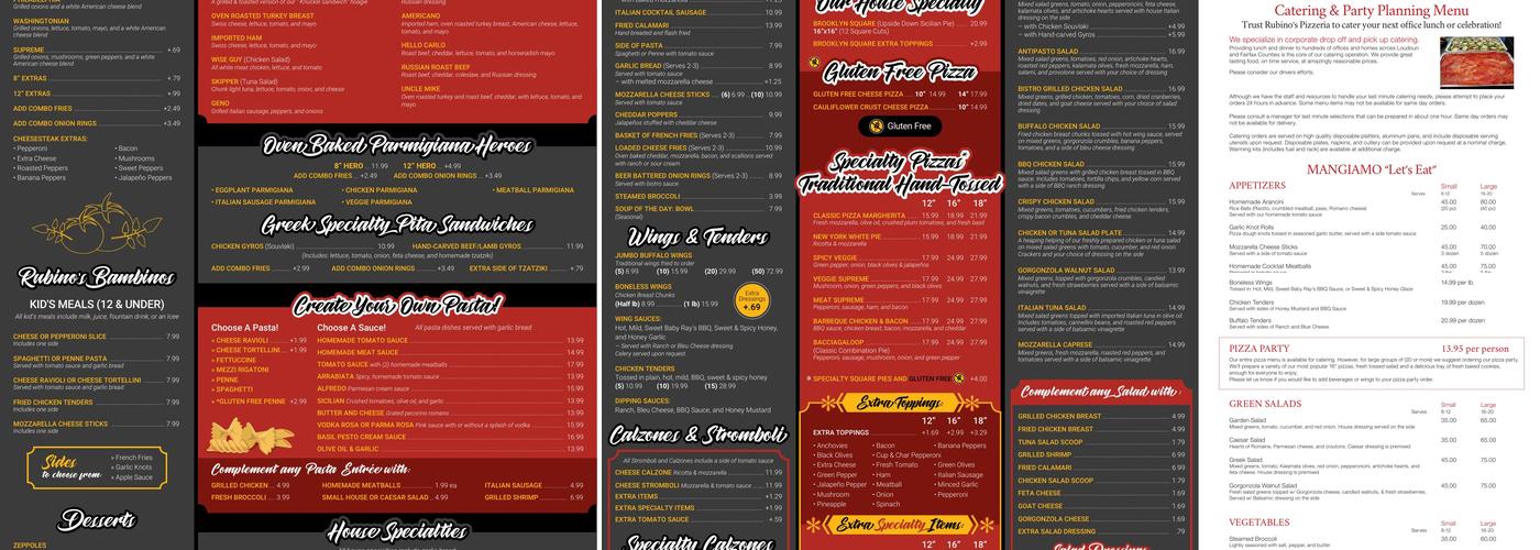Rubino's Pizzeria Menu