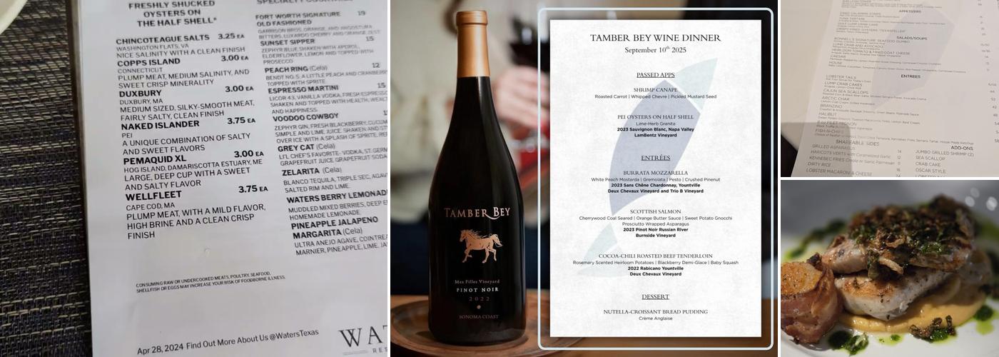 Waters Restaurant Menu