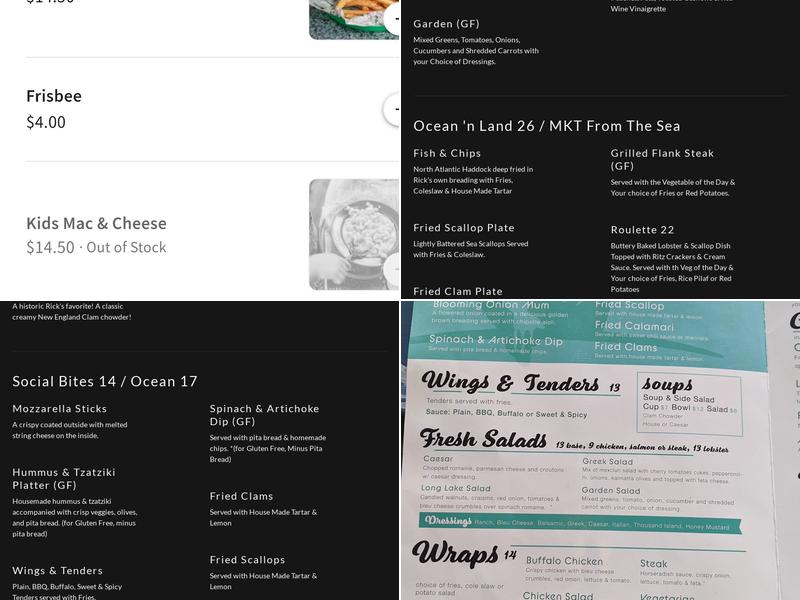 Rick's Cafe Menu