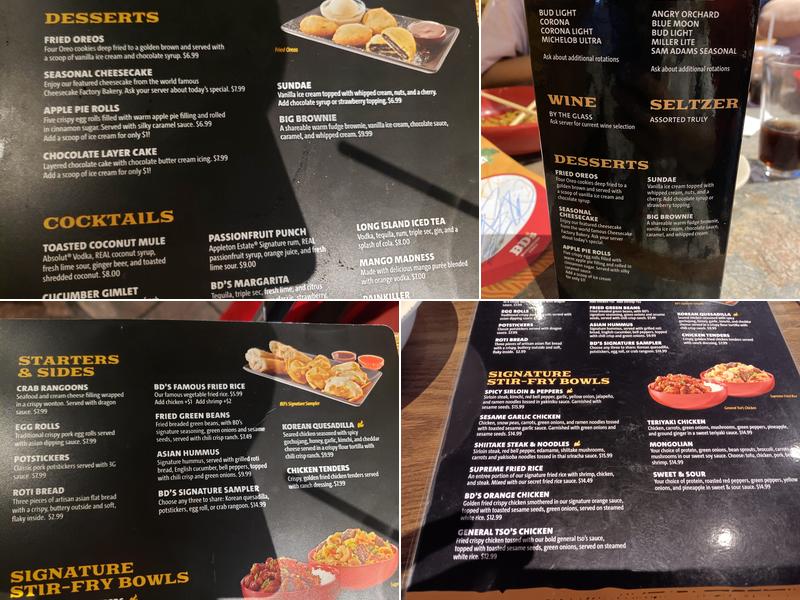 BD's Mongolian Grill Menu