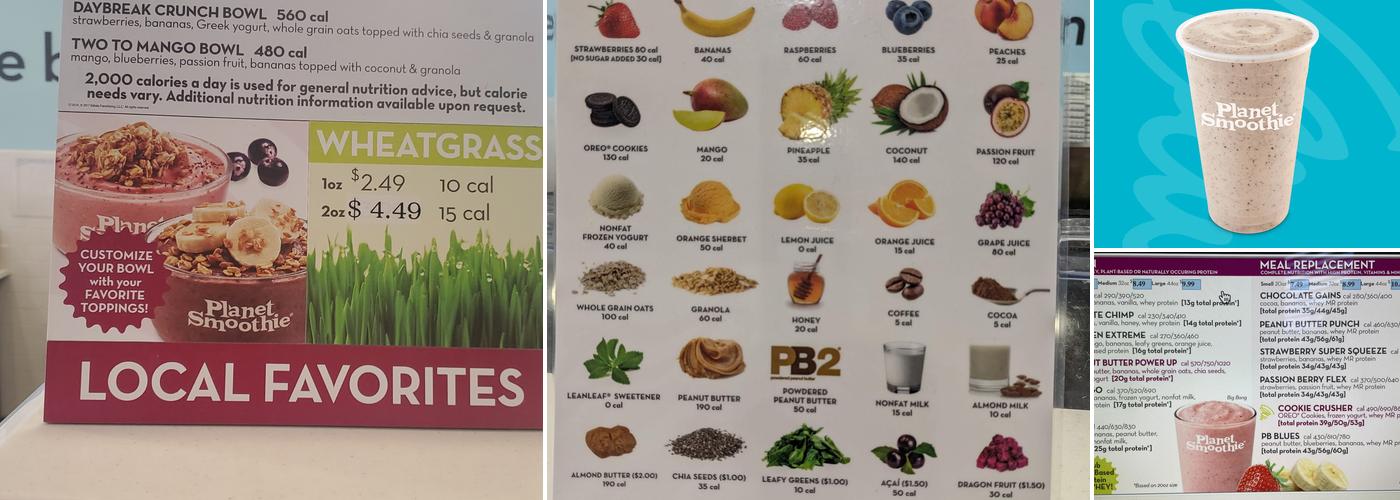 Planet Smoothie Menu