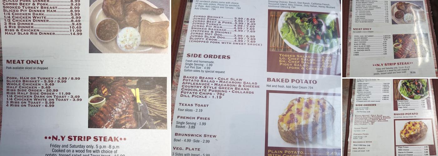 Old Crow Real Pit Bar-B-Q Menu