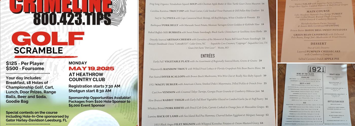 1921 Mount Dora Menu