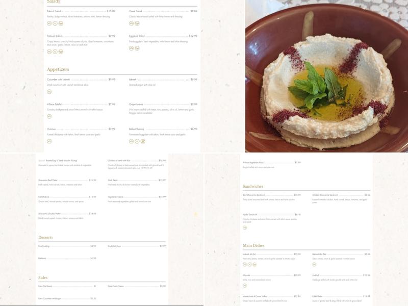 Mona's Lebanese Cafe Menu