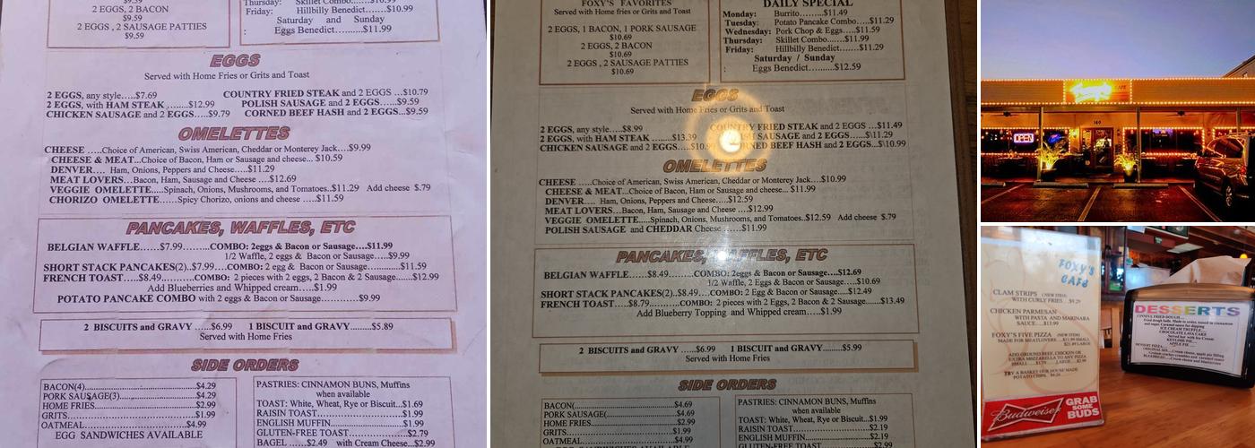 Foxy's Cafe Menu