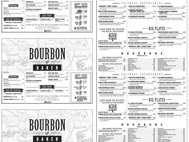 Bourbon & Baker Menu