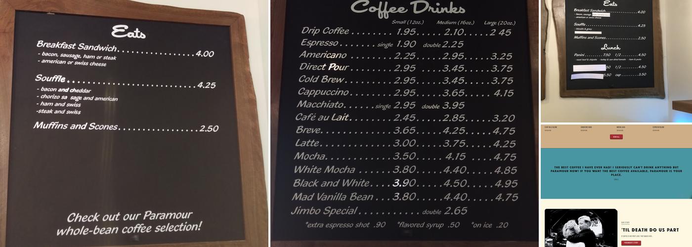Paramour Coffee Menu