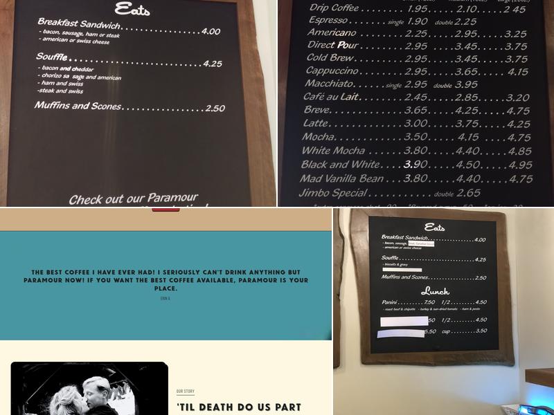 Paramour Coffee Menu