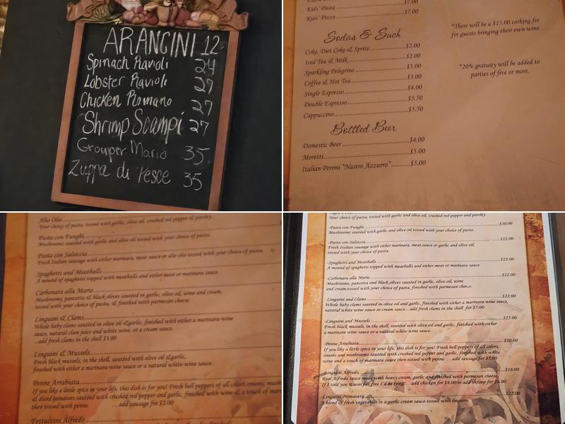 Mario's Ristorante Italiano Menu