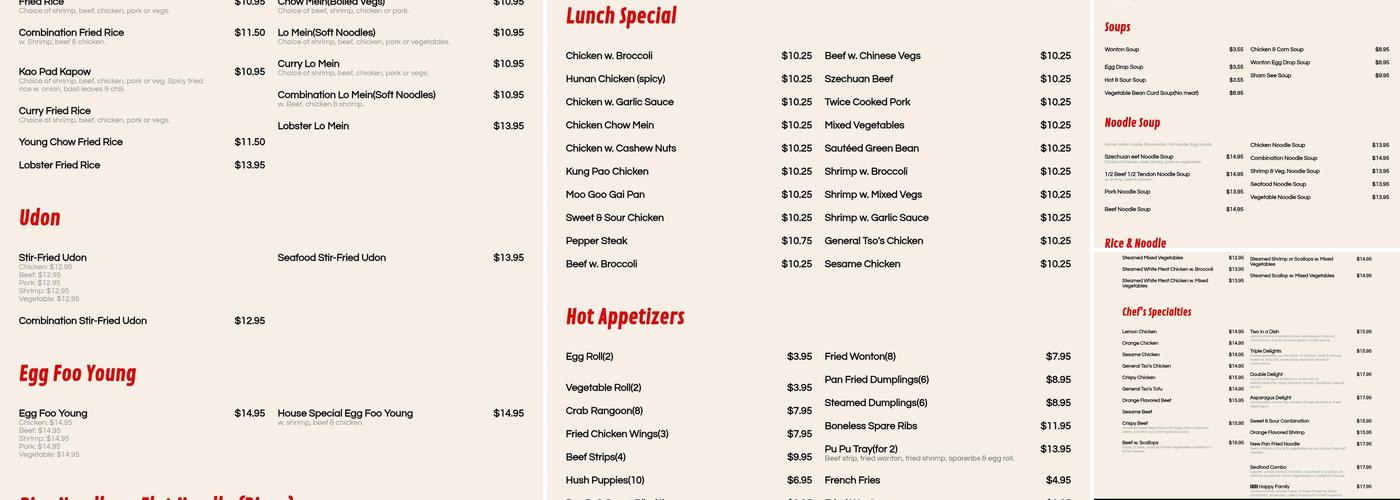 Hunan Cafe South Riding Menu