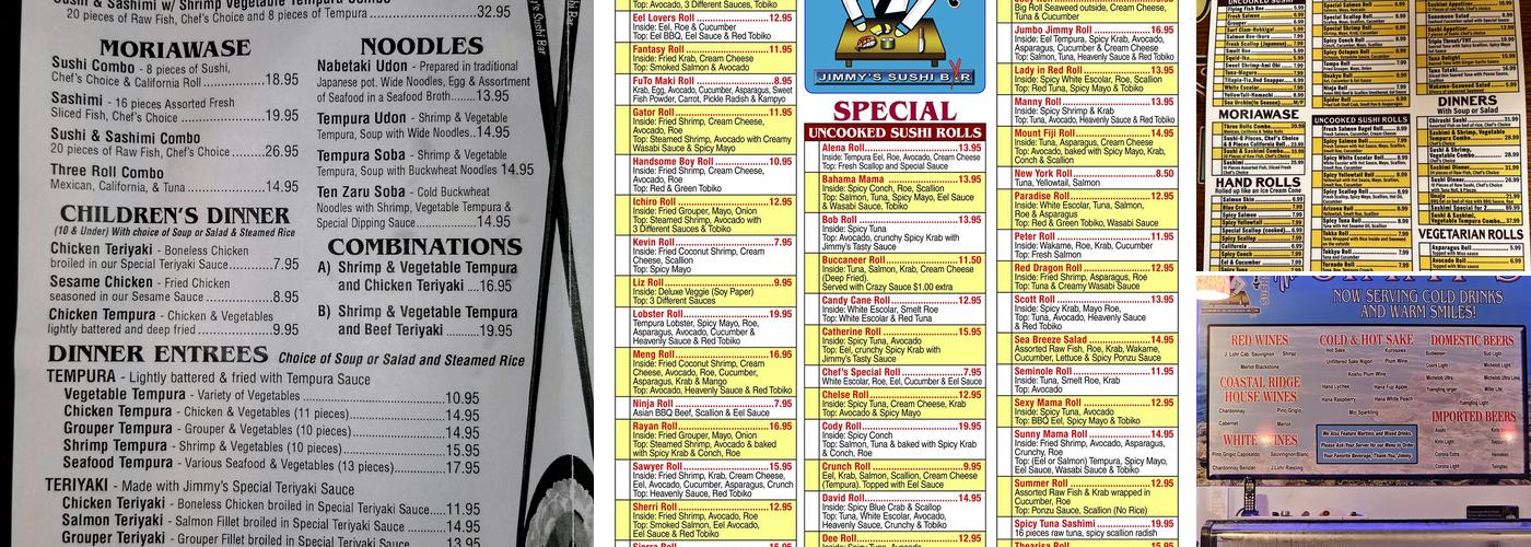 Jimmy's Sushi Bar and Japanese Restaurant Menu