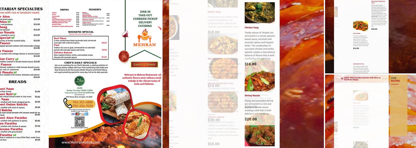 Mehran Restaurant Menu