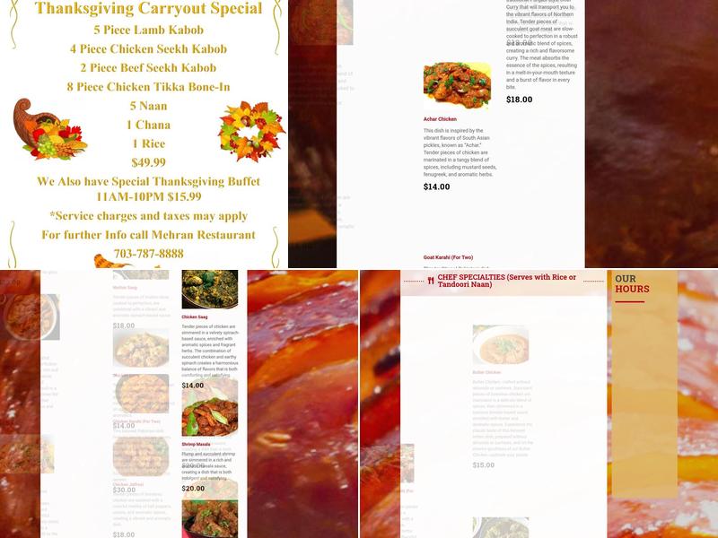 Mehran Restaurant Menu