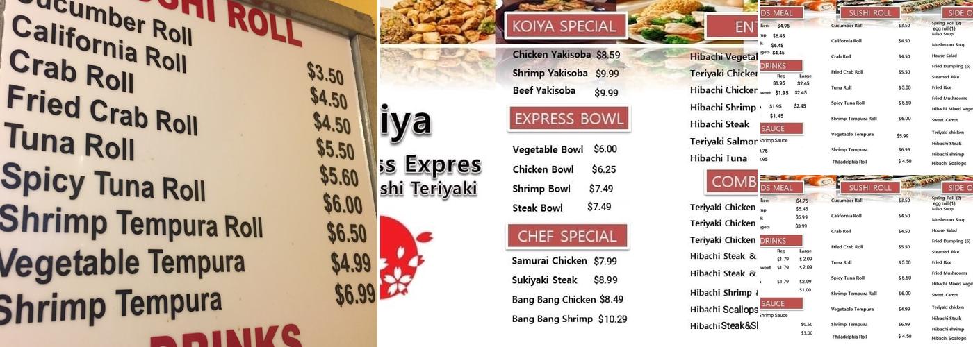 Koiya Japanese Express Menu