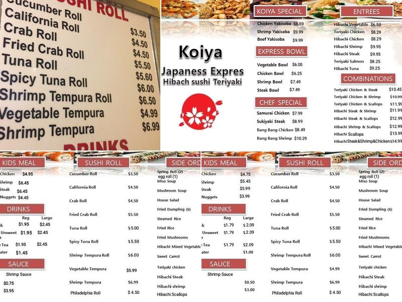 Koiya Japanese Express Menu