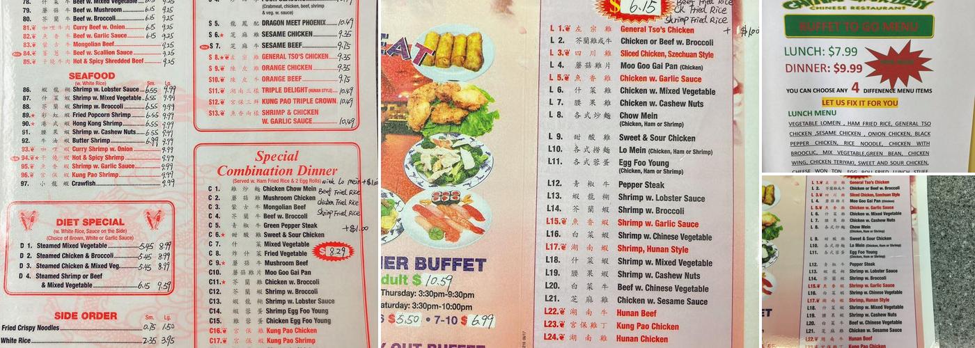 China Garden Restaurant Menu