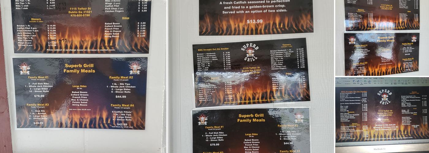 Superb Grill Menu