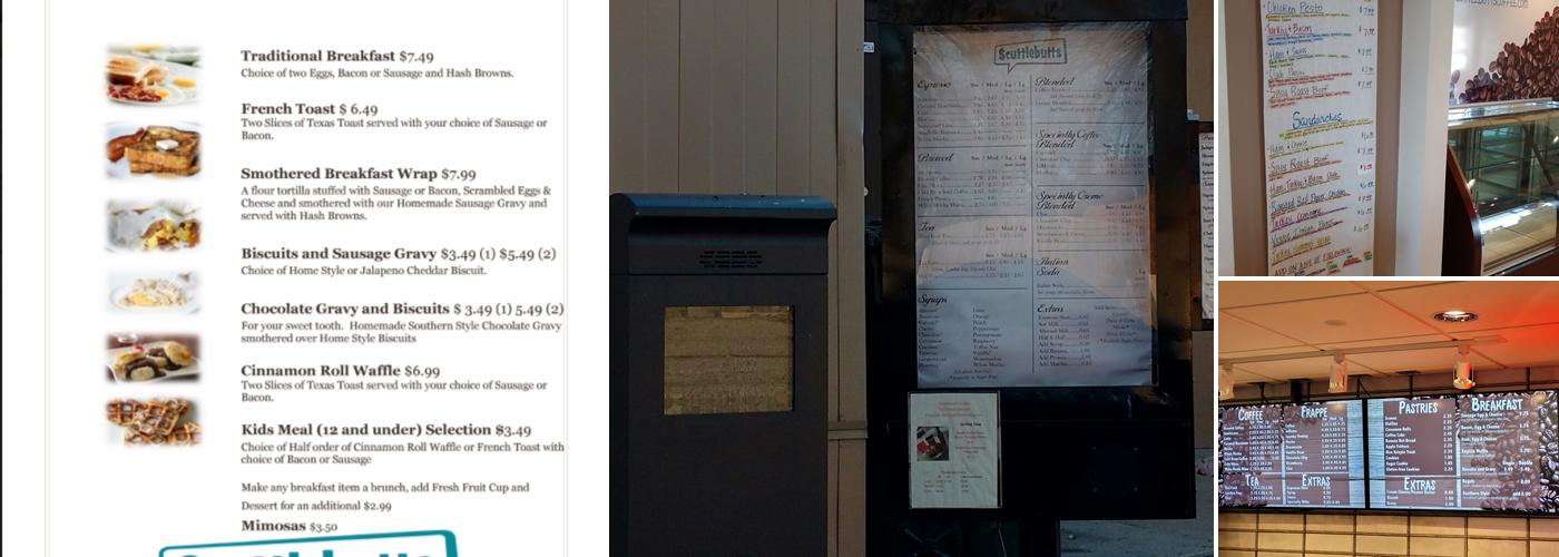 Scuttlebutts Coffee Menu