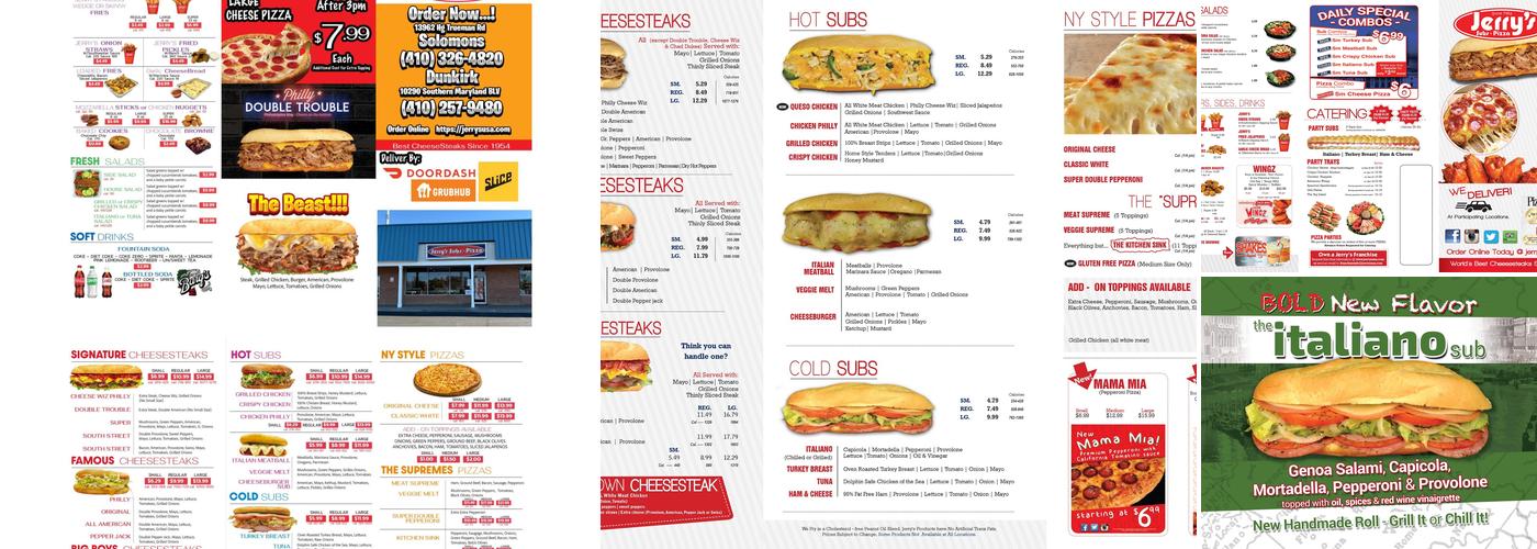Jerry's Subs and Pizza Menu
