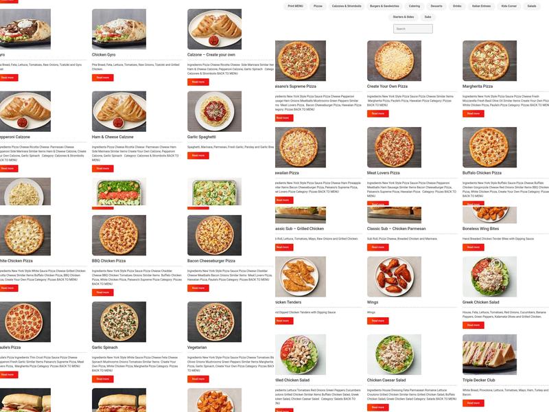 Paisano's Pizza Menu