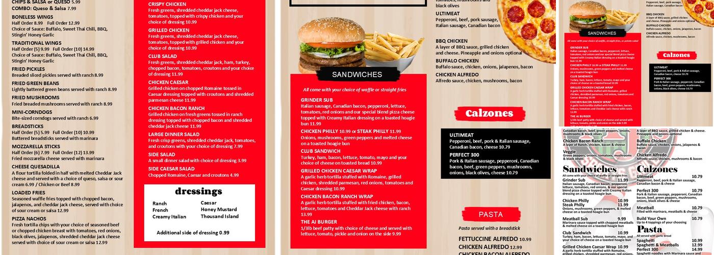 AJ's at The Alley Hutchinson Menu