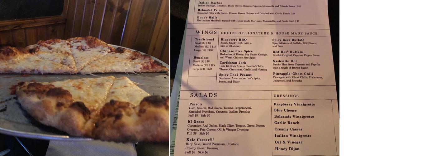 Pazzo's Pizza Pub Menu