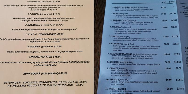 Bogusha's Polish Restaurant & Deli Menu