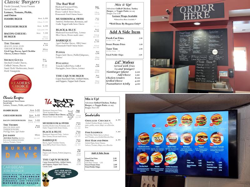 Bad Wolf Burgers Menu