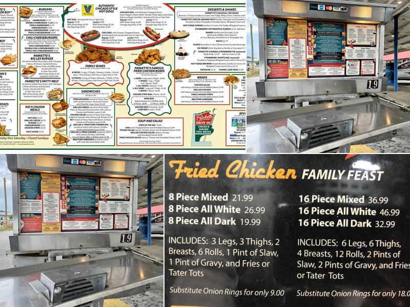Historic Parkette Drive Inn Sign Menu