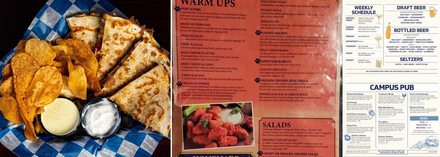 Campus Pub Menu