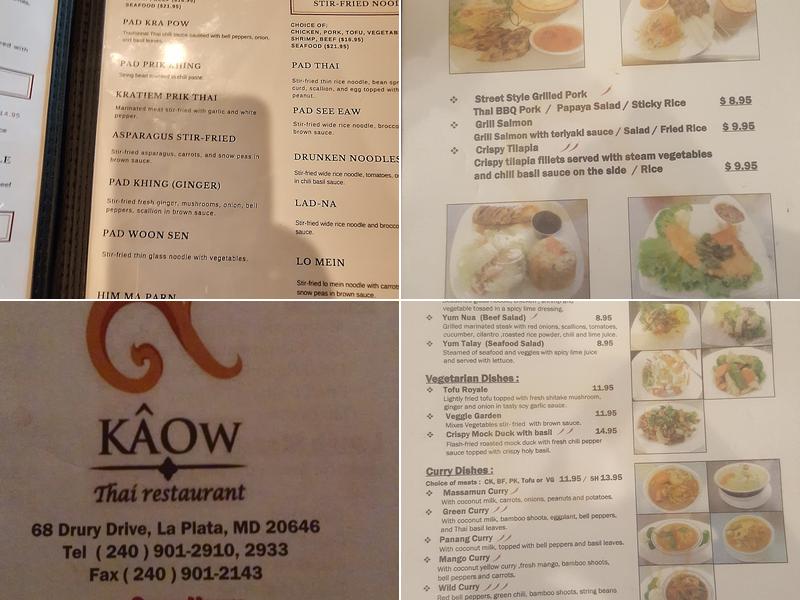 Kaow Thai Menu