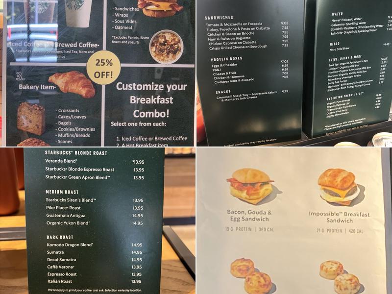 Starbucks Coffee Company Menu