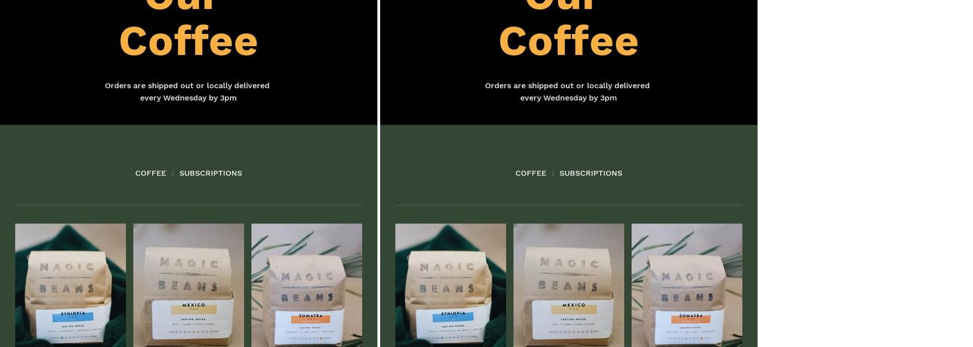 Magic Beans Coffee Roasters Menu