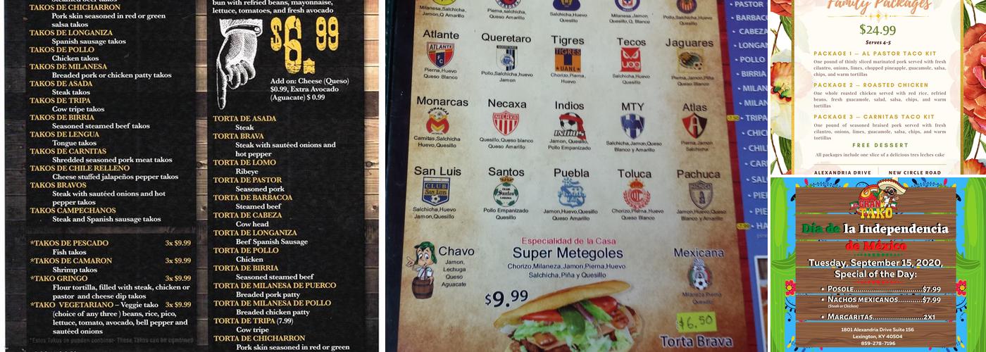 El Gran Tako Menu