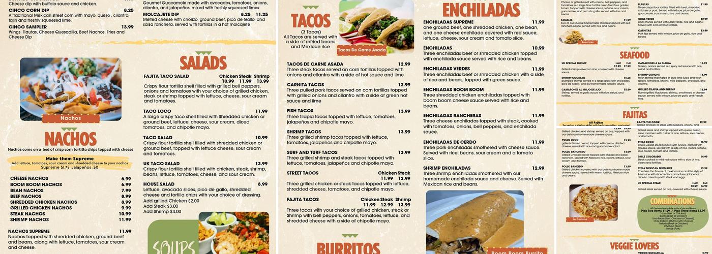 Cinco de Mayo Mexican Restaurant Menu