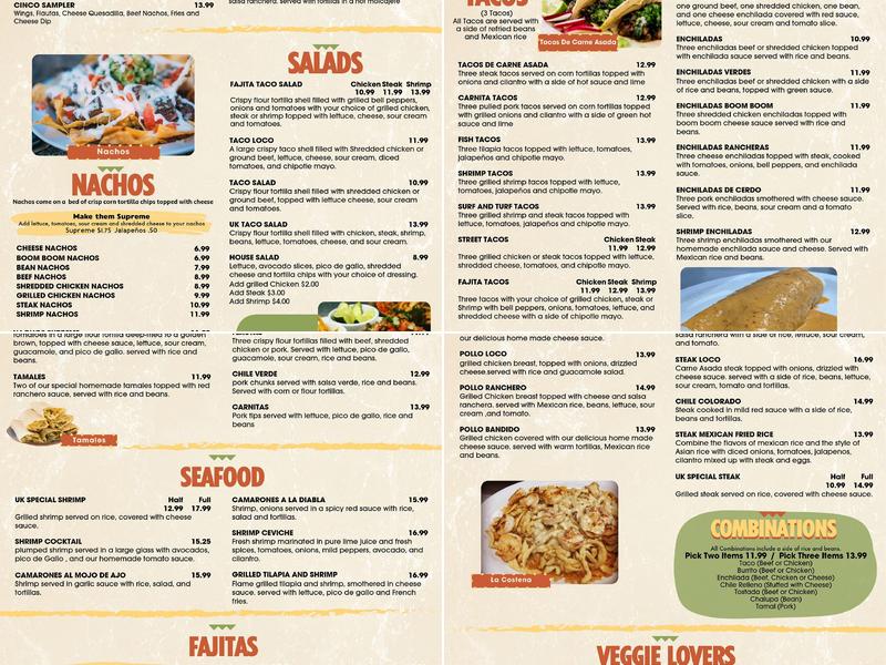 Cinco de Mayo Mexican Restaurant Menu