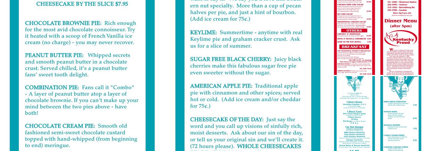 Ramsey’s Diner - Andover Menu