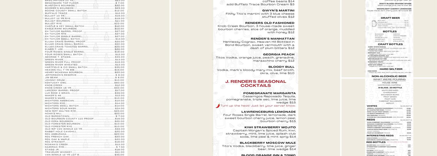 J. Render's Southern Table & Bar Menu