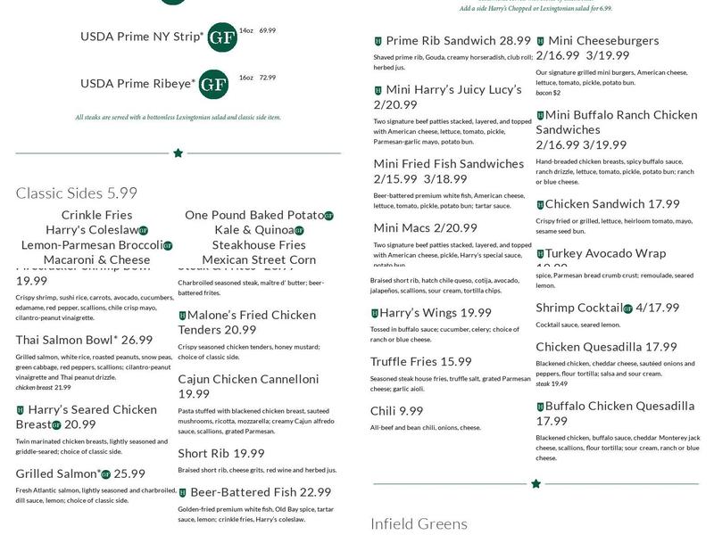 Malone's Lansdowne Menu