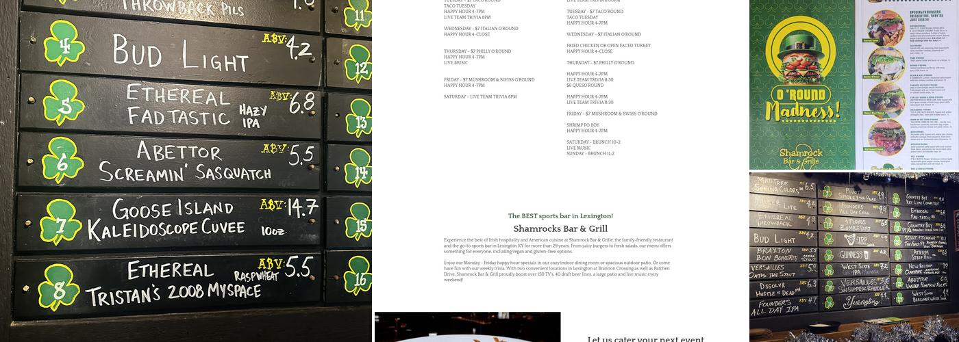 Shamrock Bar & Grille Menu