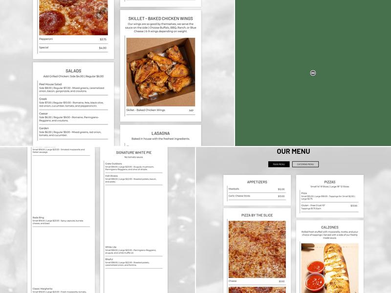 Peel Pizza Company Menu